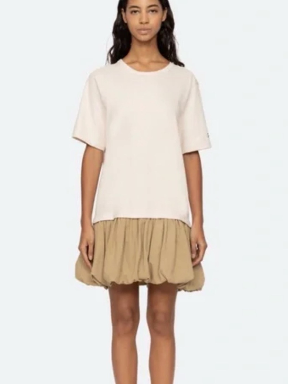 Sea New York Size XS • Carolina Oversized Cream Mini Bubble Dress.